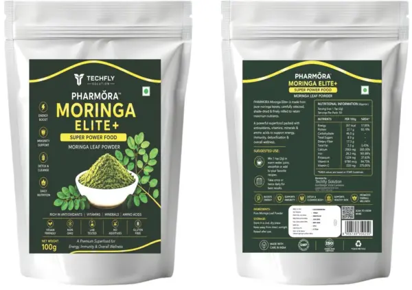 Moringa Elite+ | Pure Moringa Leaf Powder | Super Power Food | 100g | 50 Servings